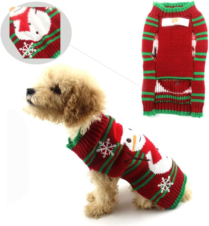 Dog Snow Sweaters Snowman Sweaters Xmas Dog Holiday Sweaters New Year Christmas Sweater Pet Clothes for Small Dog and Cat(Snowman,Xs)