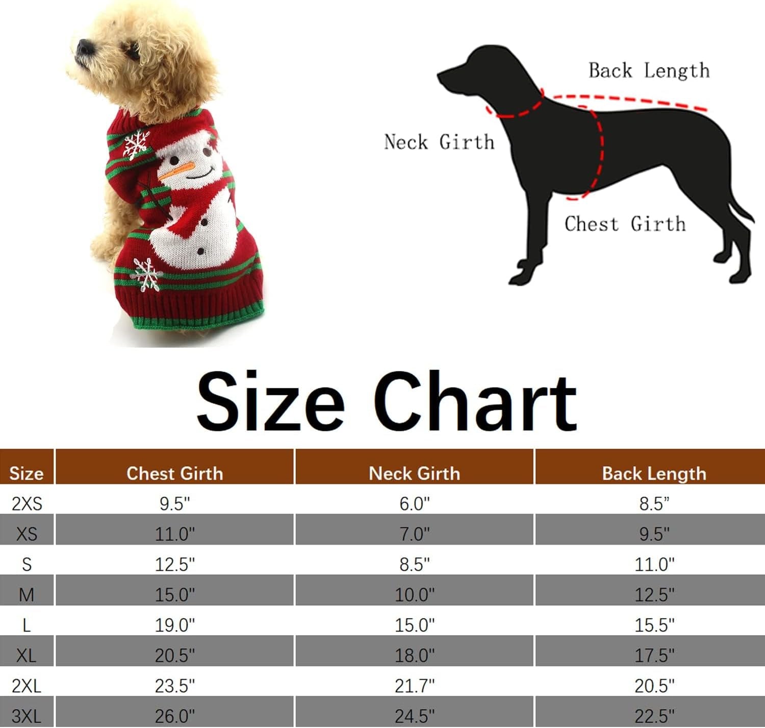 Dog Snow Sweaters Snowman Sweaters Xmas Dog Holiday Sweaters New Year Christmas Sweater Pet Clothes for Small Dog and Cat(Snowman,Xs)