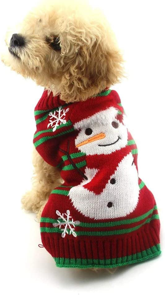 Dog Snow Sweaters Thick Snowman Sweaters Xmas Dog Holiday Sweaters New Year Christmas Sweater Pet Clothes for Small Dog and Cat(Snowman, 3XL)